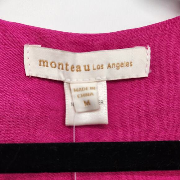 NWT Monteau Los Angles Fuchsia Flutter Sleeve Cocktail Party Dress Women M - Picture 2 of 8
